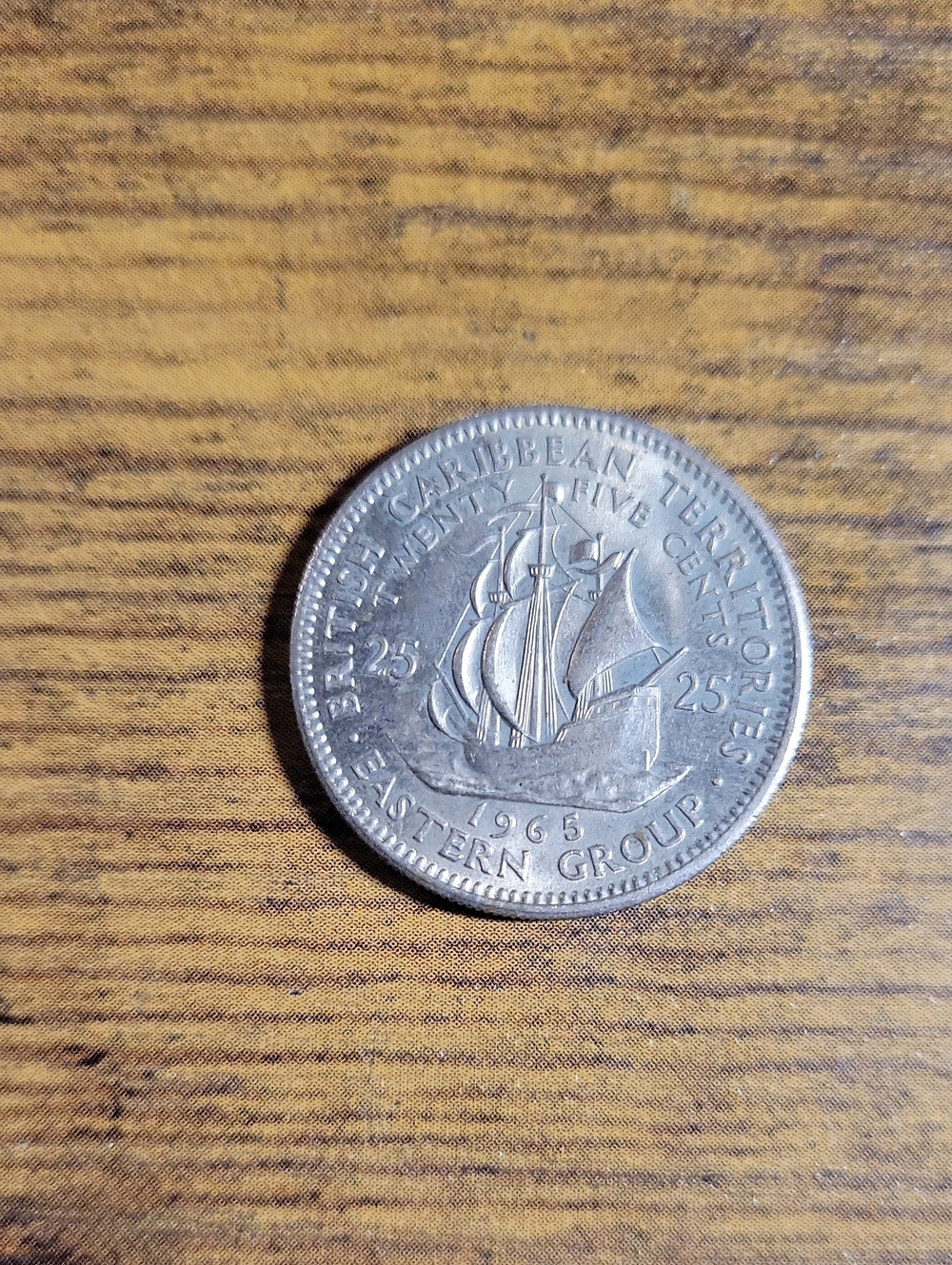 Vintage 1965 British Caribbean Territories 25 Cent Coin